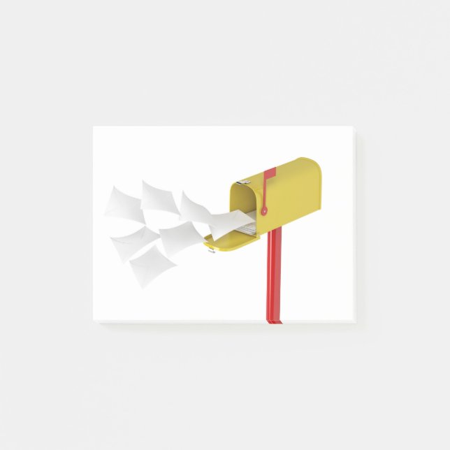 Mailbox with flying letters post-it notes (Front)