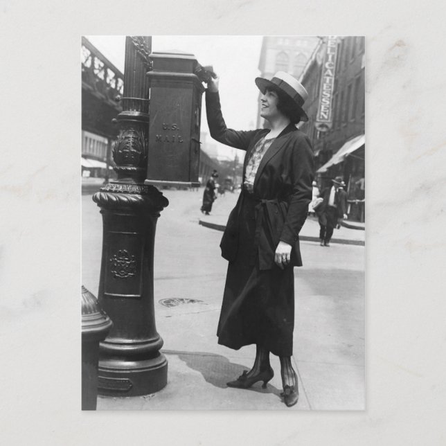 Mailing a letter in New York City Postcard (Front)