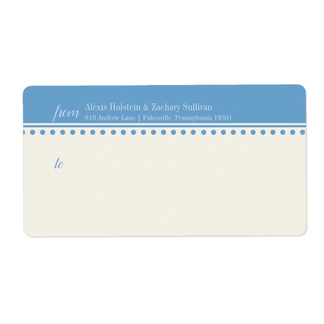 Mailing Label for Wedding Invitations, Blue (Front)