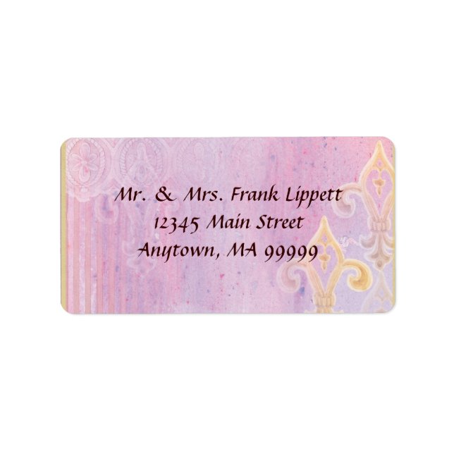Mailing Labels - Fleur di Lys Damask 2 Blue (Front)