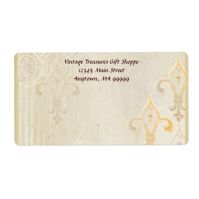 Mailing Labels - Fleur di Lys Damask 2 Cream (Front)
