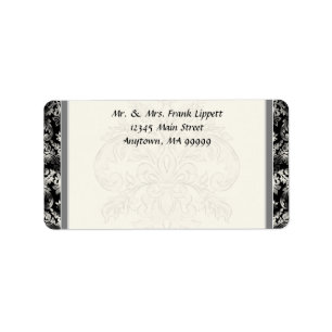 Mailing Labels - Fleur di Lys Damask - Black