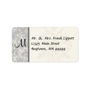 Mailing Labels - Fleur di Lys Damask - Grey