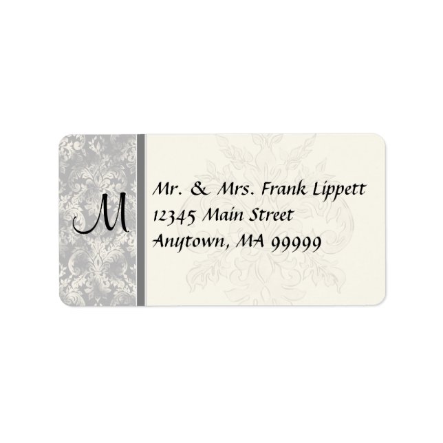Mailing Labels - Fleur di Lys Damask - Grey (Front)