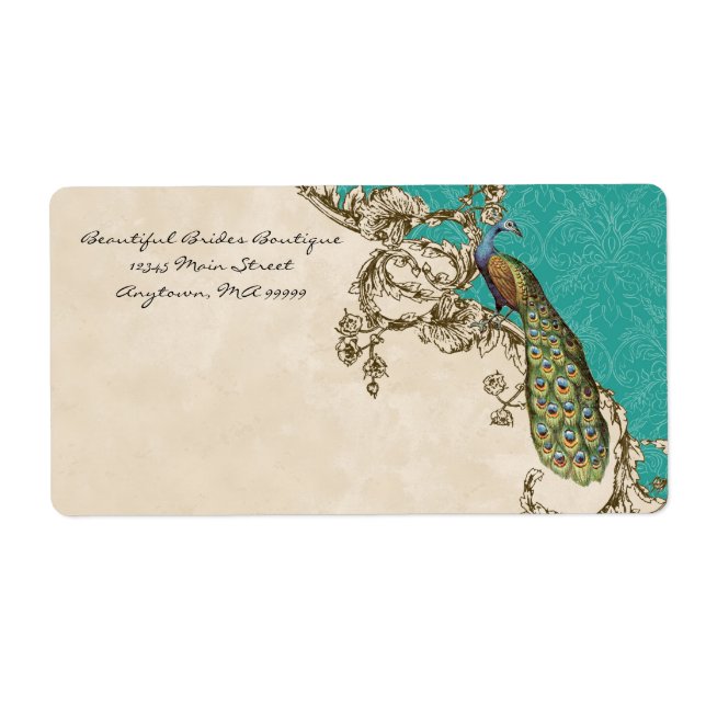 Mailing Labels - Vintage Peacock & Etchings (Front)