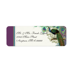Mailing Labels - Vintage Peacock, Feathers n Etch
