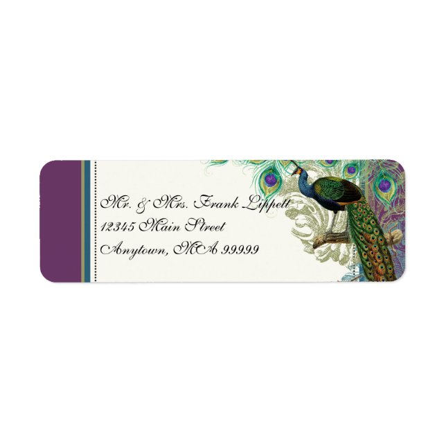 Mailing Labels - Vintage Peacock, Feathers n Etch (Front)