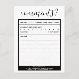 mailing list comment card