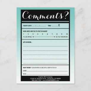 mailing list comment card with logo