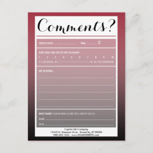 mailing list comment card with logo