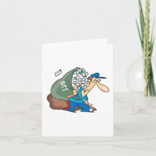 Mailman Carrying A Large Sack Holiday Card