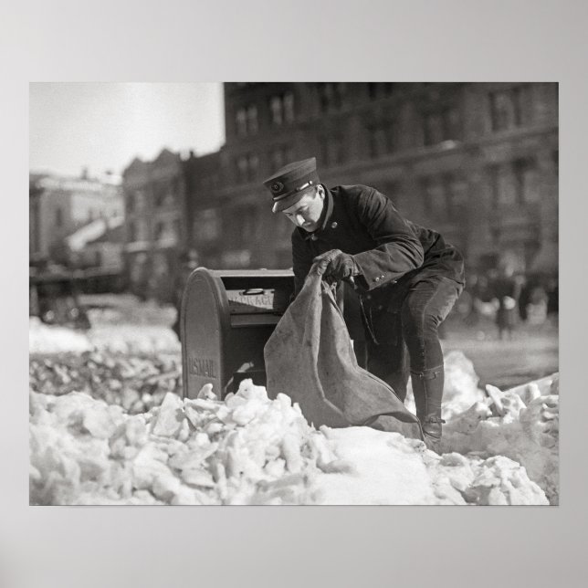 Mailman in the Snow, 1922. Vintage Photo Poster (Front)