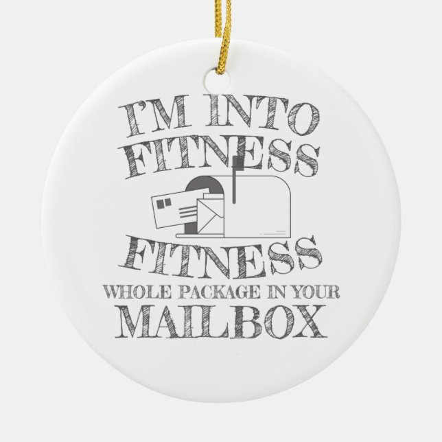 Mailman Into Fitness Whole Package In Your Mailbox Ceramic Ornament (Front)