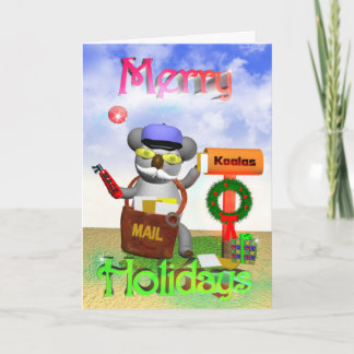 Mailman Koala Merry Holidays Holiday Card