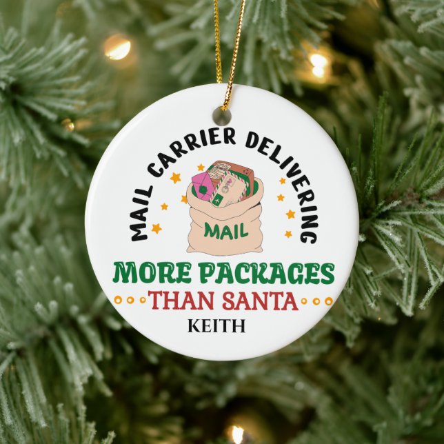   Mailman Mail Carrier Personalised   Ceramic Ornament (Tree)