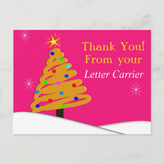 Mailman THANK YOU POSTCARDS Pink (Front)