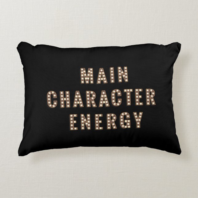 Main Character Energy Black Lumbar Pillow (Front)