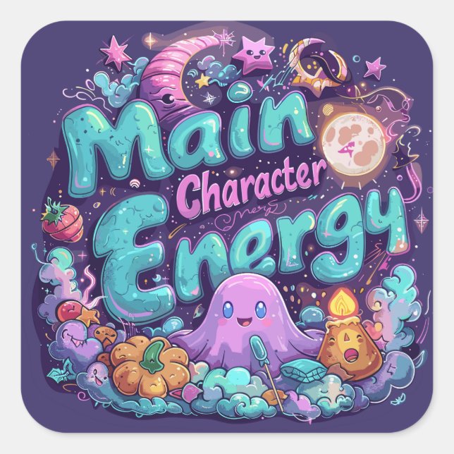 Main character energy  | ExDesigner | Halloween Square Sticker (Front)
