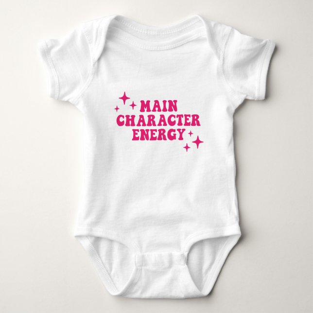 Main Character Energy Pink Baby Bodysuit (Front)