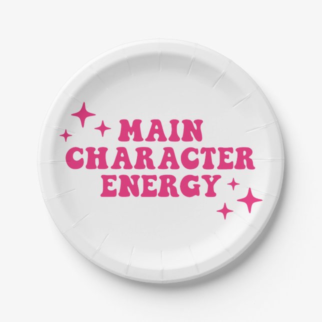 Main Character Energy Pink Paper Plate (Front)