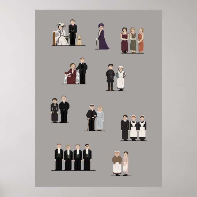 Main Characters from Downton Abbey  Pixel Art Poster (Front)
