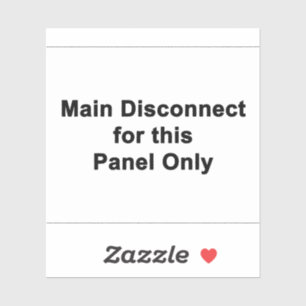 Main Disconnect For This Panel, Label