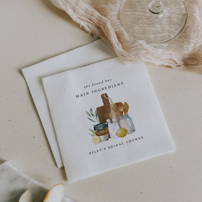 Main Ingredient Rustic Kitchen Bridal Shower Napkin (Creator Uploaded)