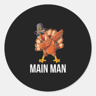 Main Man Thanksgiving Food Family Dinner Matching Classic Round Sticker