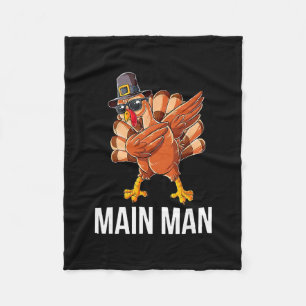 Main Man Thanksgiving Food Family Dinner Matching Fleece Blanket