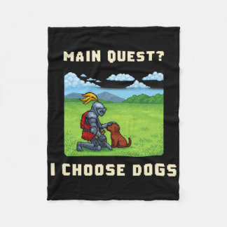 Main Quest I Choose Dogs Retro Pixel Rpg Gamer Art Fleece Blanket