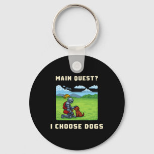 Main Quest I Choose Dogs Retro Pixel Rpg Gamer Art Key Ring