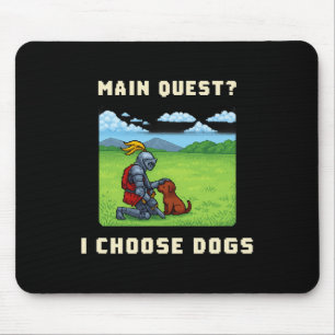 Main Quest I Choose Dogs Retro Pixel Rpg Gamer Art Mouse Pad