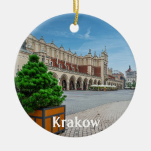 Main square in Krakow old town, Poland Ceramic Ornament