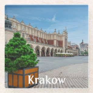 Main square in Krakow old town, Poland Glass Coaster