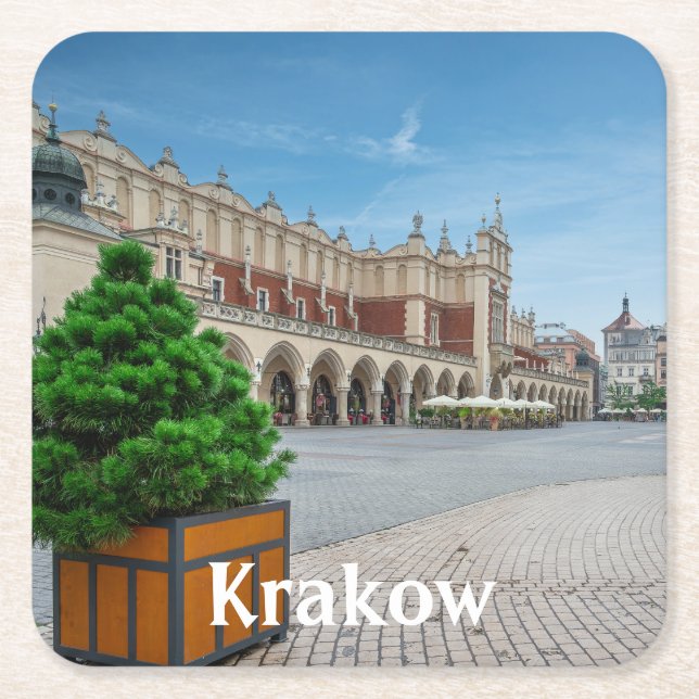 Main square in Krakow old town, Poland Paper Coaster (Front)