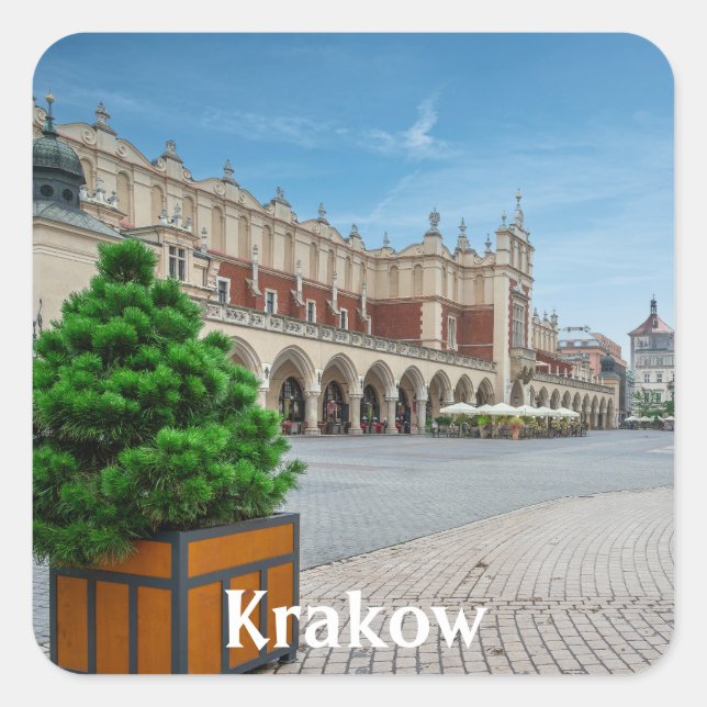 Main square in Krakow old town, Poland Sticker (Front)