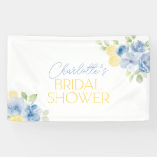 Main Squeeze Blue Floral Citrus Bridal Shower Banner