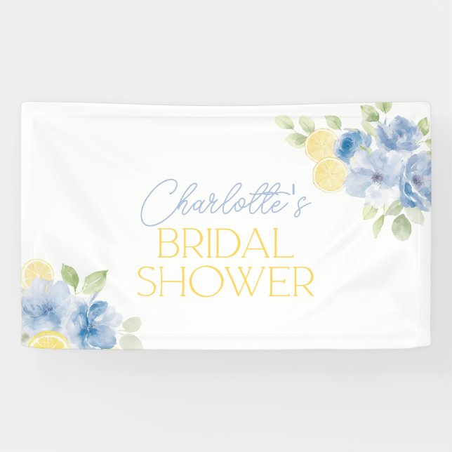 Main Squeeze Blue Floral Citrus Bridal Shower  Banner (Horizontal)