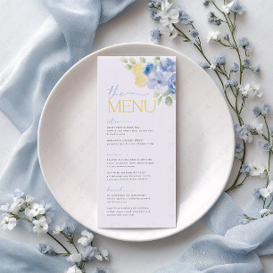 Main Squeeze Blue Flowers Lemon Bridal Shower Menu