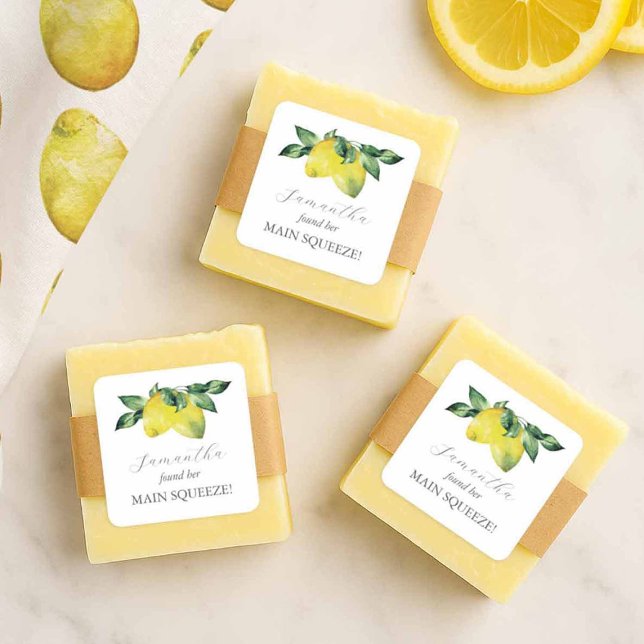 Main Squeeze Bridal Shower Favour Stickers (lemon bridal shower favors stickers )