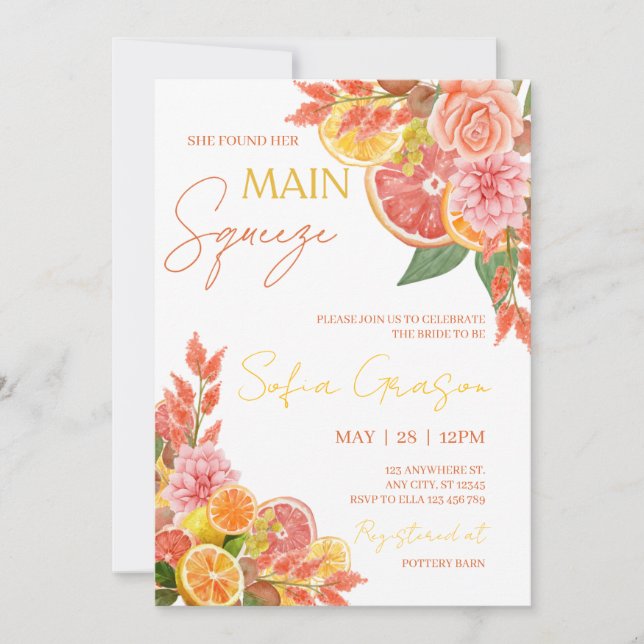Main Squeeze – Bridal Shower Invitation (Front)