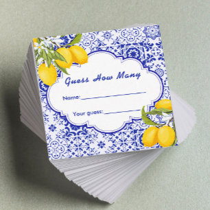 Main Squeeze Bridal Shower Lemon Guess How Many  Enclosure Card