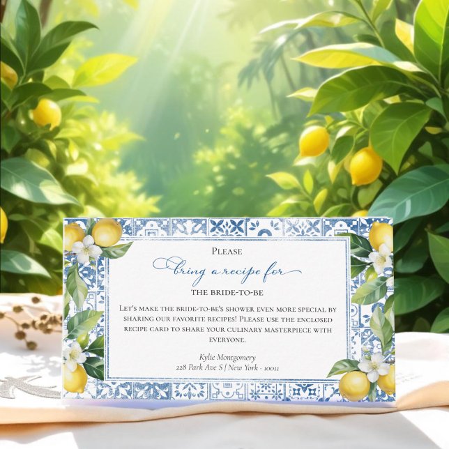 Main Squeeze | Bridal Shower Recipe Request Card (Creator Uploaded)