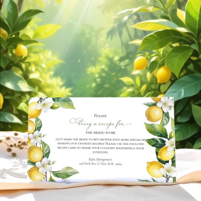 Main Squeeze | Bridal Shower Recipe Request Card (Creator Uploaded)