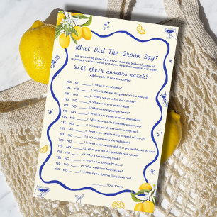 Main Squeeze Bridal Shower What did the Groom Say 