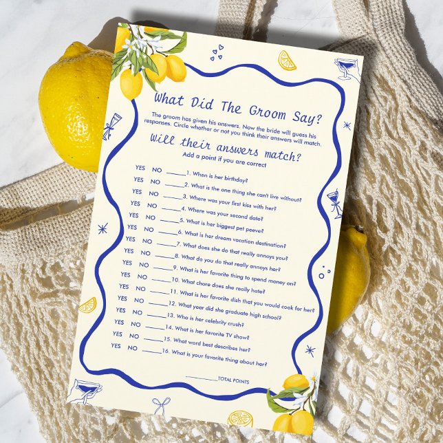 Main Squeeze Bridal Shower What did the Groom Say  (Creator Uploaded)