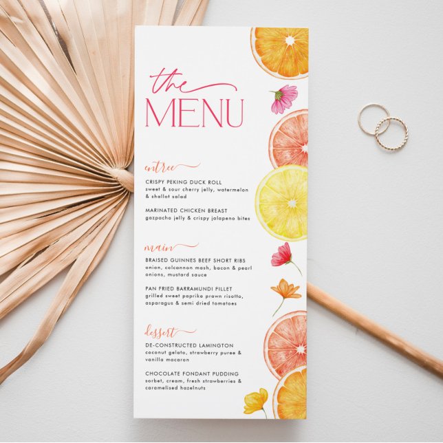 Main Squeeze Bright Citrus Bridal Shower Menu (Citrus Bridal Shower Menu | Matching items available)