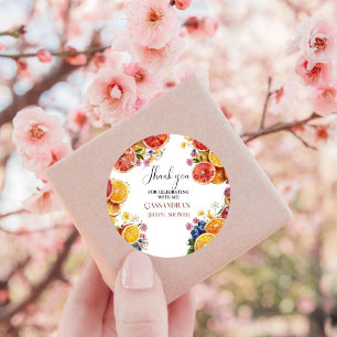 Main Squeeze Citrus Bridal Shower  Classic Round Sticker