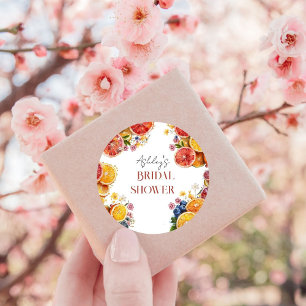 Main Squeeze Citrus Bridal Shower  Classic Round Sticker
