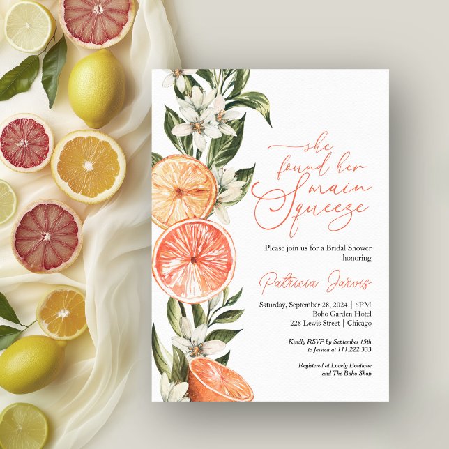 Main Squeeze Citrus Bridal Shower Invitation (Creator Uploaded)
